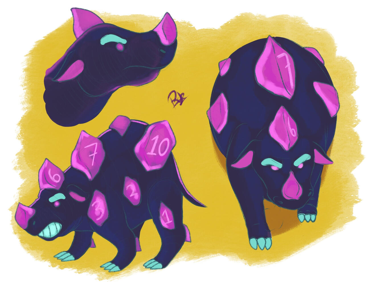 Gem creature inspired by DnD die.