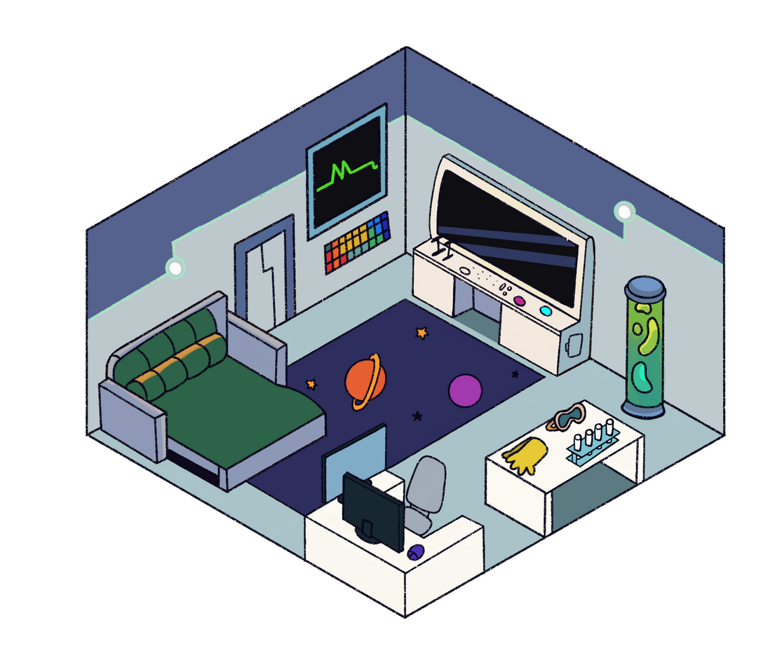 Lab and Bed room.